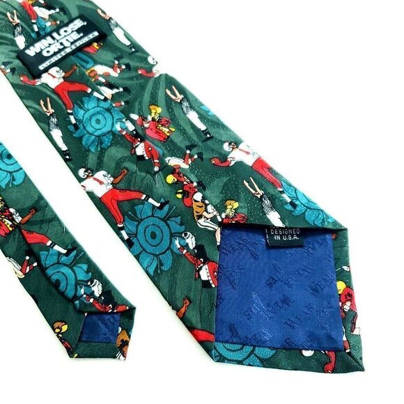 Win Lose Or Tie Limited Edition Green Football Jacquard Print‎ Wide Silk Tie - Picture 5 of 6